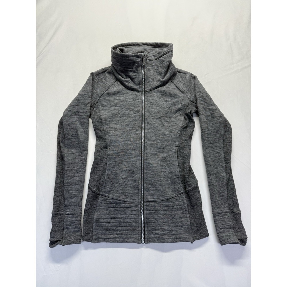 Lululemon Radiant Jacket II Sz 4 grey W4BEQS‎ hoodie Fleece Funnel Neck full zip